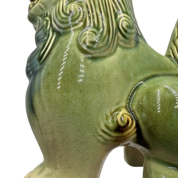 Vintage Foo Dog Blue Green Brown Chinese Lion Dragon Statue 7.25” - Picture 7 of 8